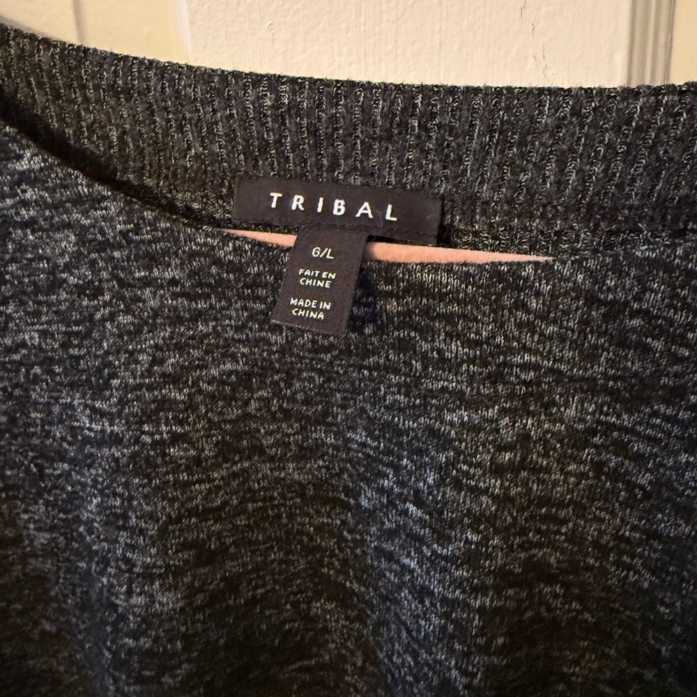 Tribal Black Ruched Sleeve Sweater